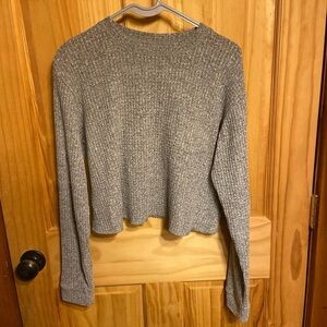 Women’s Grey Waffle Knit Cropped Sweater